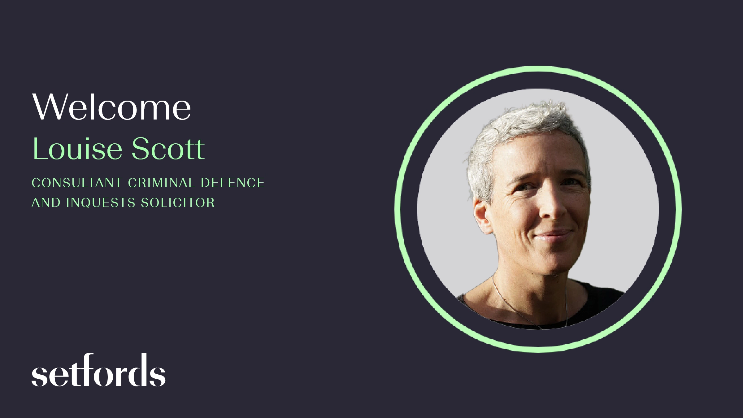 Welcome to Setfords, Louise Scott! Louise specialises in Fraud and Serious Crime.