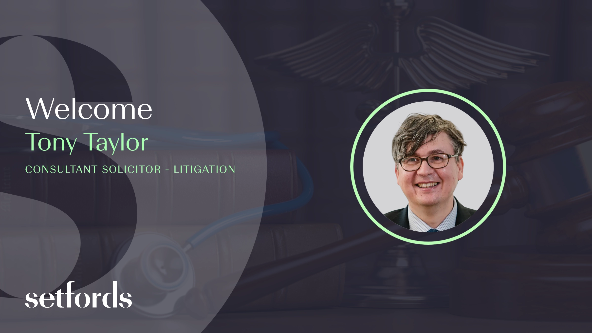 Welcome to Setfords, Tony Taylor! Tony specialises in personal injury, clinical negligence and civil litigation.